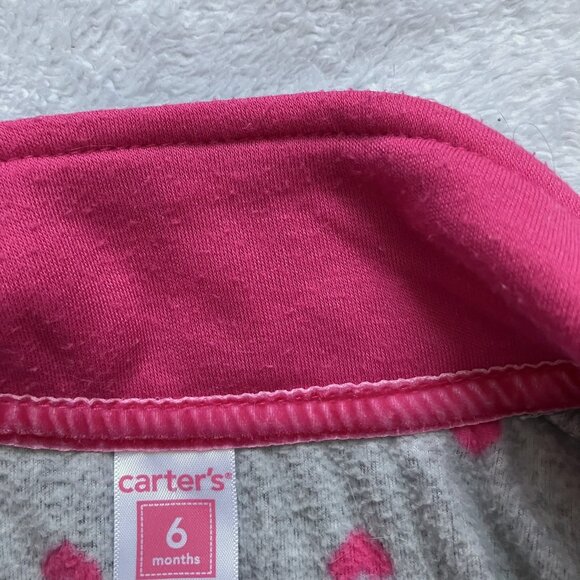 Carter’s Baby Vest Size 6M | GUC Grey Fleece Heart Print Sleeveless Jacket - Picture 9 of 16